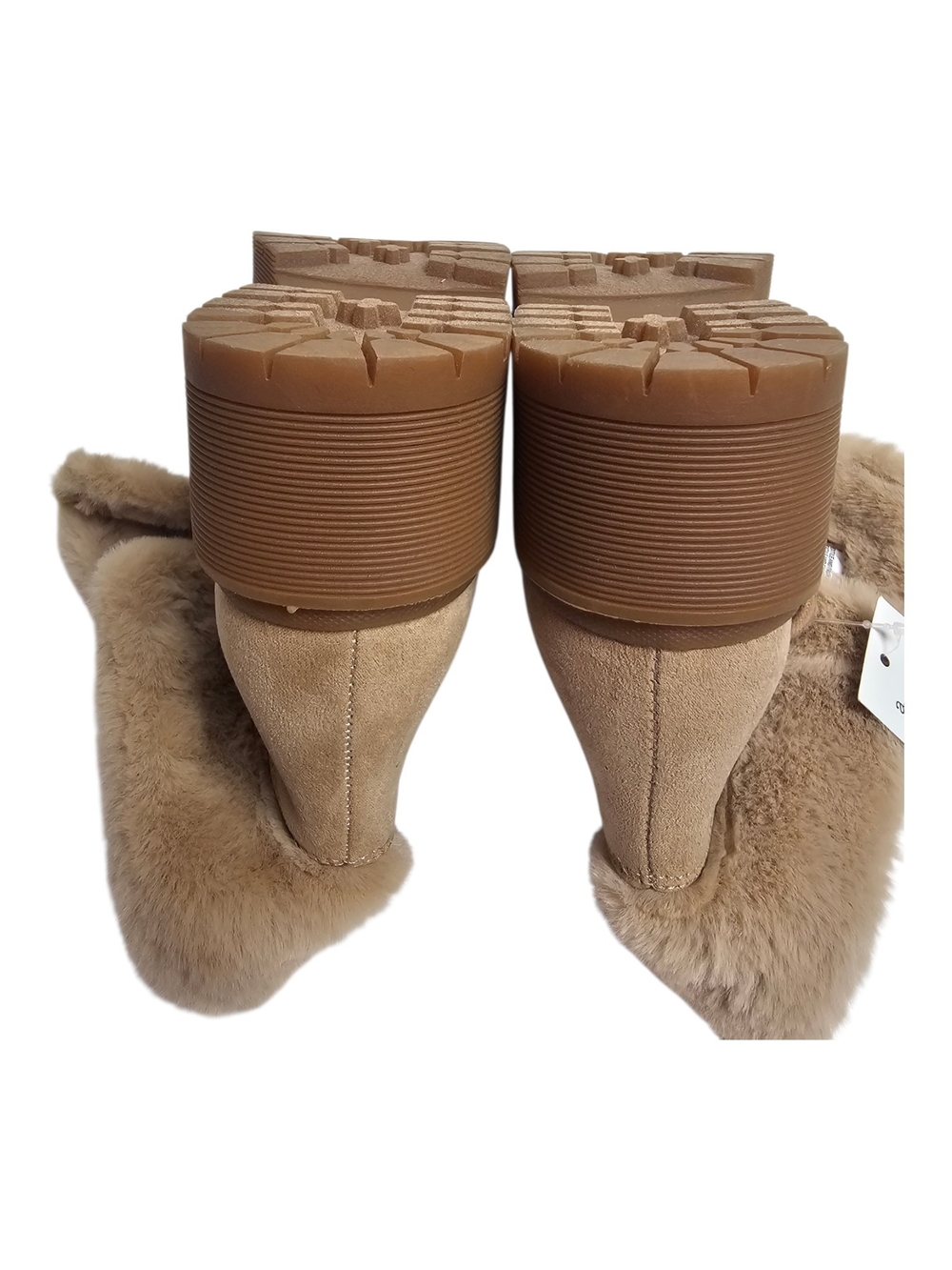 A New Day Tan Cream Soft Faux Fur Shearling Trim Lug Ankle Boots NWT Size 8 - Picture 7 of 11
